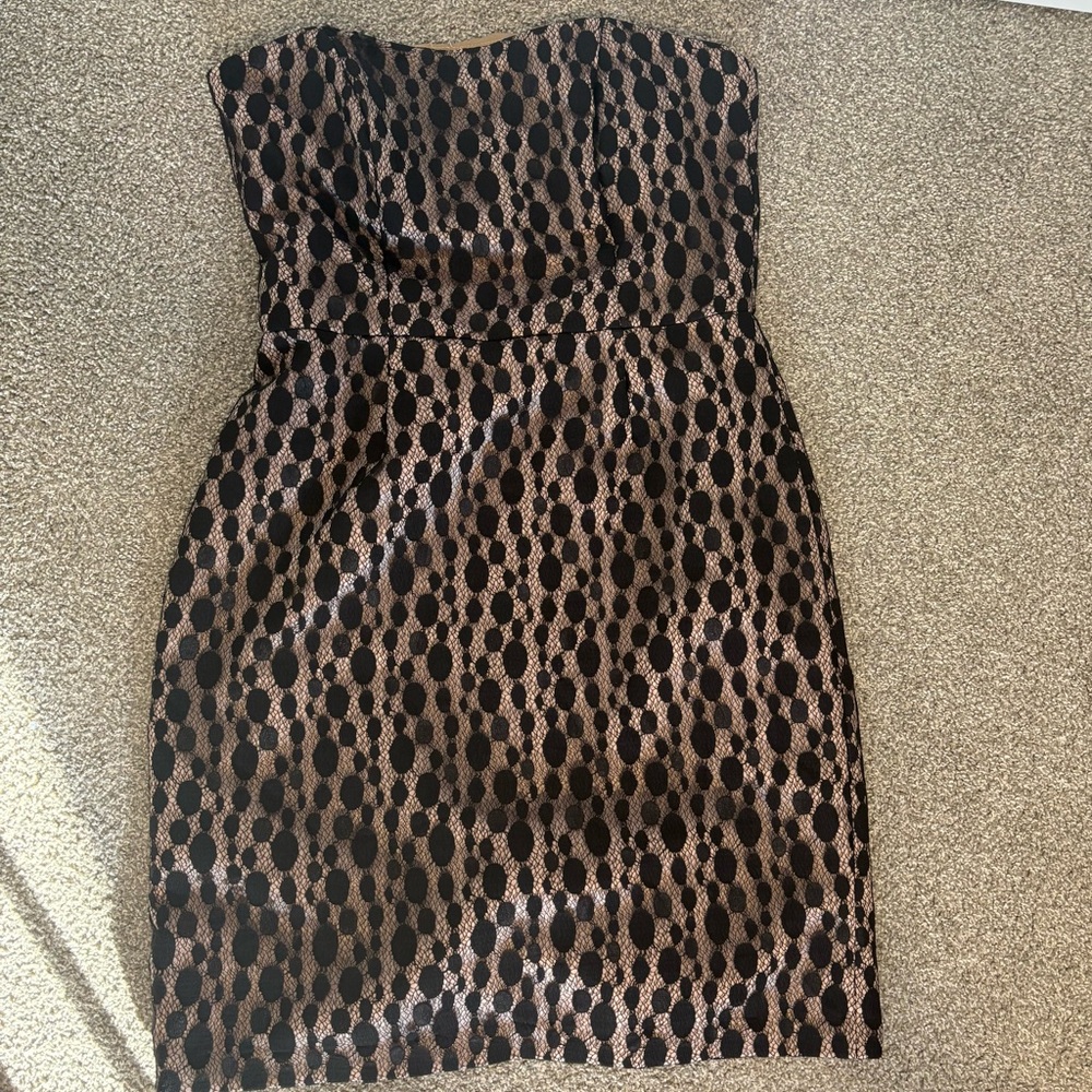After Six Strapless Black and Brown Lace Mini Dress Women's Plus Size 14